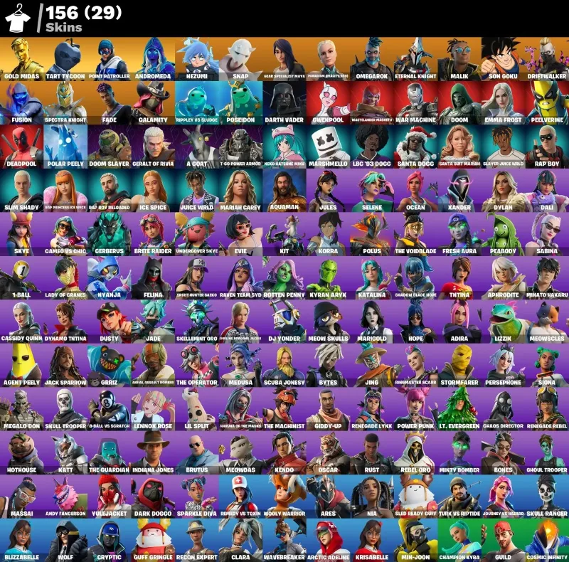 Мгновенный доступ • FN (все платформы) • 156 skins • Gold Midas•450 VB• Полный доступ