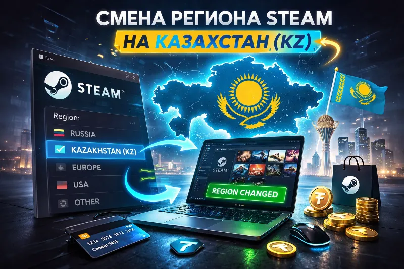 STEAM СМЕНА РЕГИОНА АККАУНТА НА КАЗАХСТАН ЛЮБЫЕ АККАУНТЫ