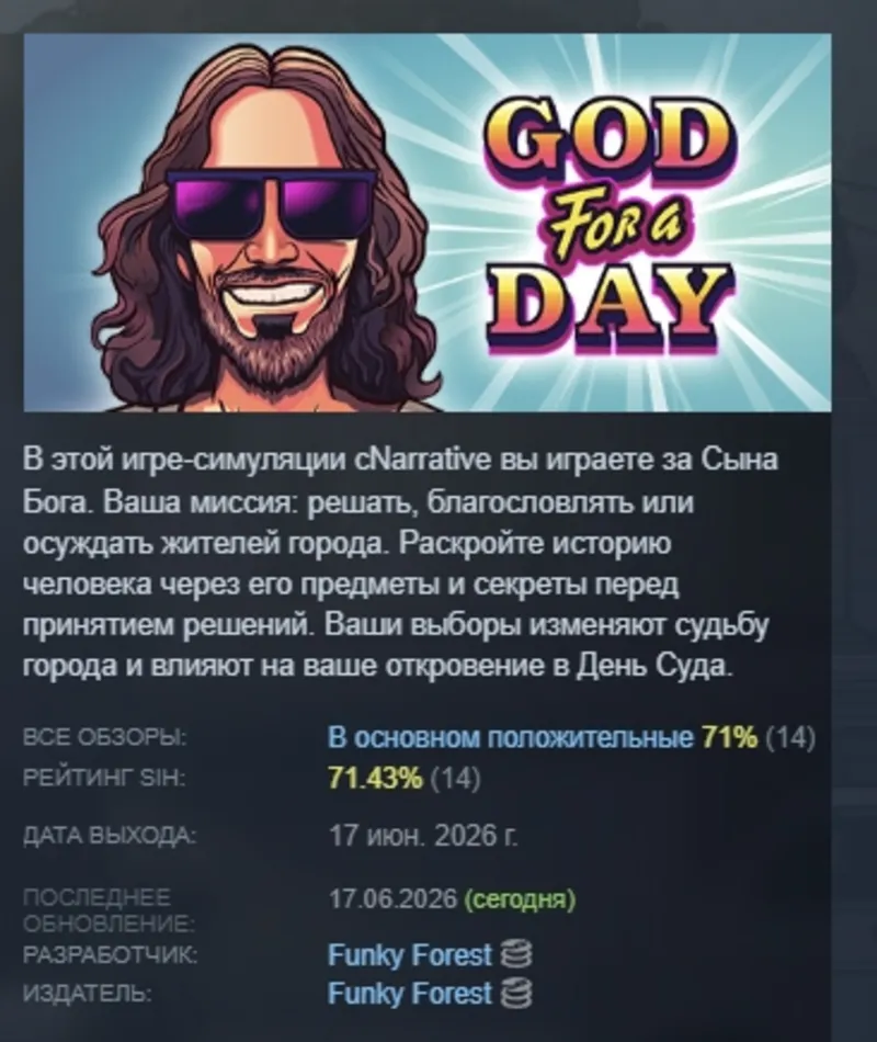 God For A Day АВТОДОСТАВКА STEAM GLOBAL МГНОВЕННО ЛИЦЕНЗИЯ