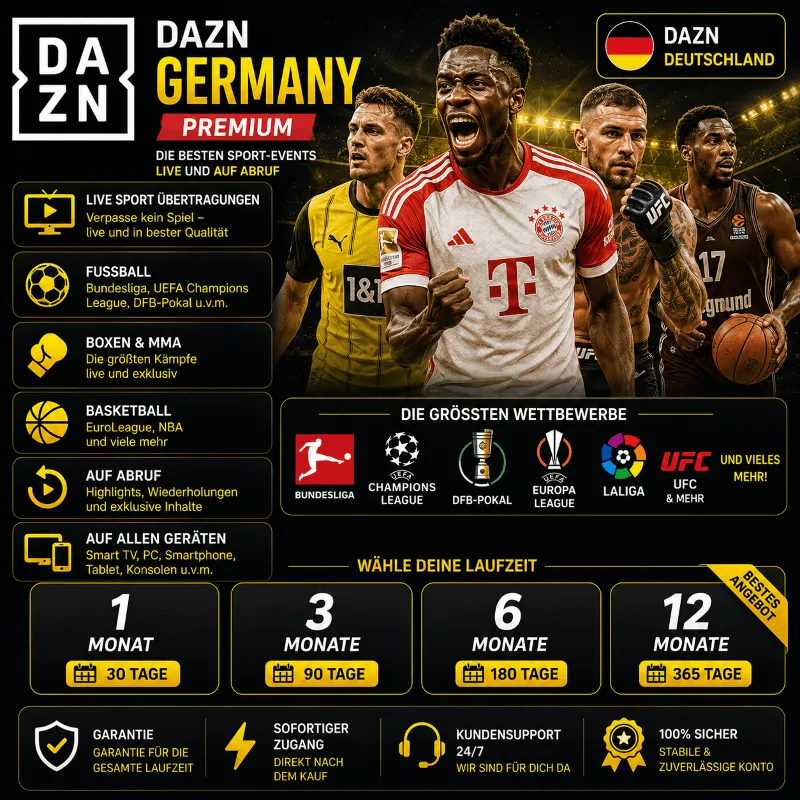 DAZN Германия Подписка 1/3/6/12 месяца | Спорт | Гарантия