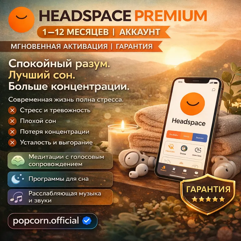 HEADSPACE PREMIUM | 1–12 МЕСЯЦЕВ | АККАУНТ | МГНОВЕННАЯ АКТИВАЦИЯ | ГАРАНТИЯ