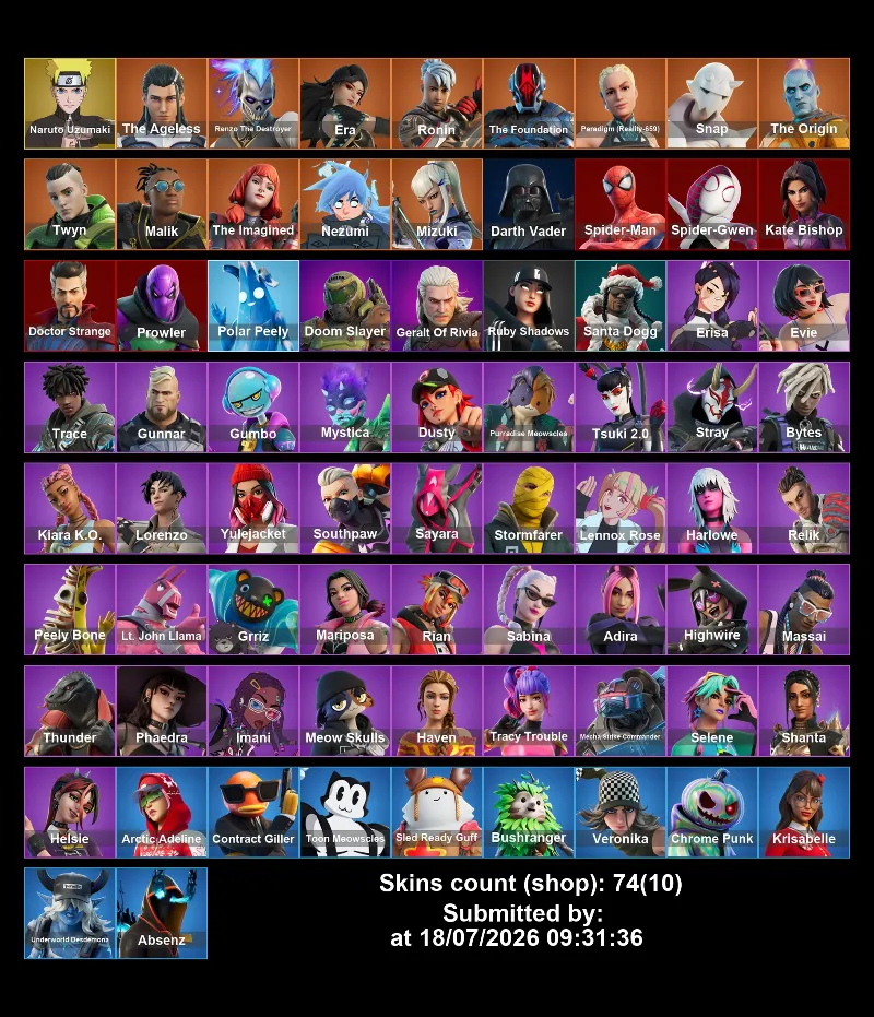 Мгновенный доступ • FN (все платформы) • 74 skins • Naruto Uzumaki • Полный доступ