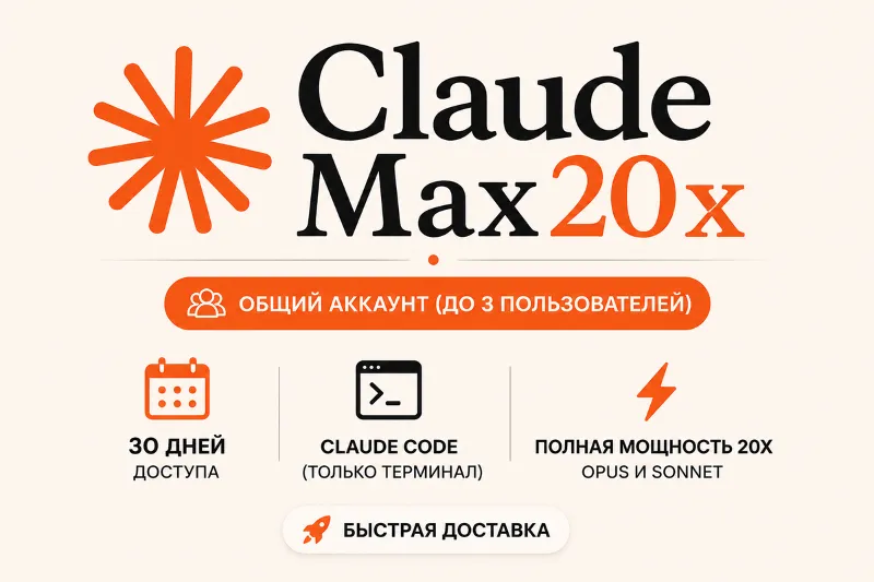 Claude Max 20x Общий — 1 месяц | Макс. 3 пользователя