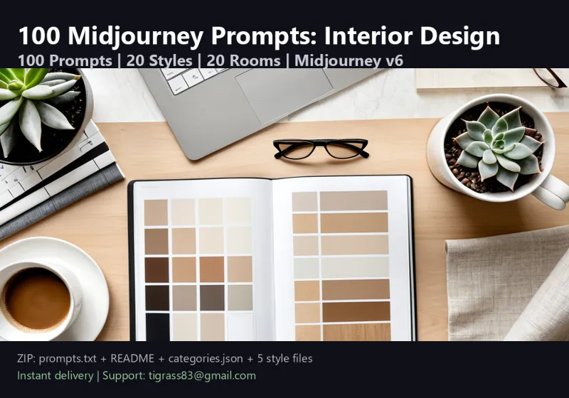 100 Midjourney Промптов: Дизайн Интерьеров