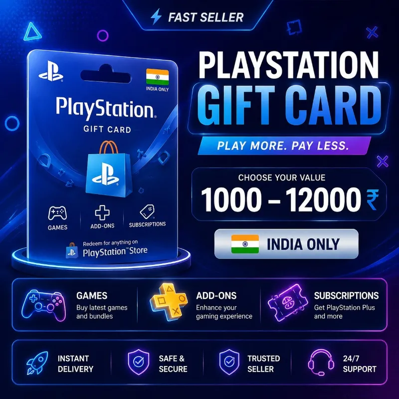 PlayStation (карта PSN) 1000–12000 INR (Индия)