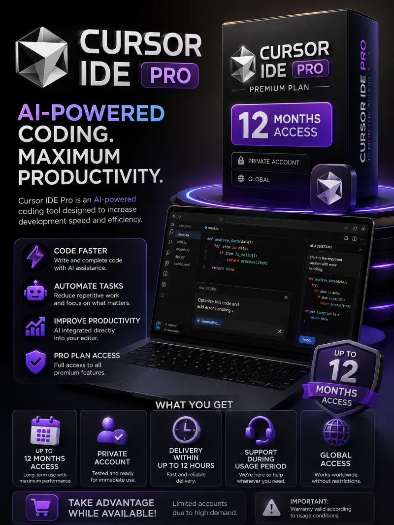 Cursor AI Pro Subscription 1 Month - Private Account (Global)