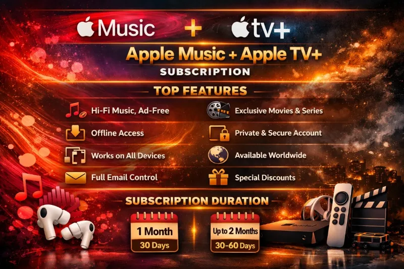 Apple Music + Apple TV+ 1/2/3Месяцы Приватный Аккаунт Полный Доступ