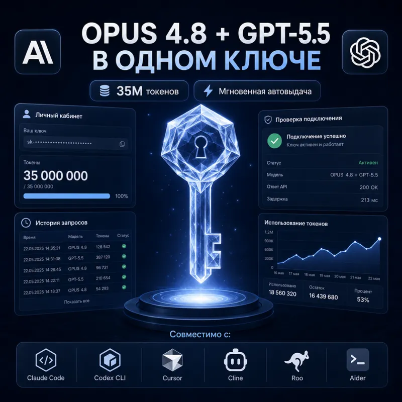 Gemini 3.5 + Fable 5 + GPT 5.6 в одном API-ключе 35M токенов