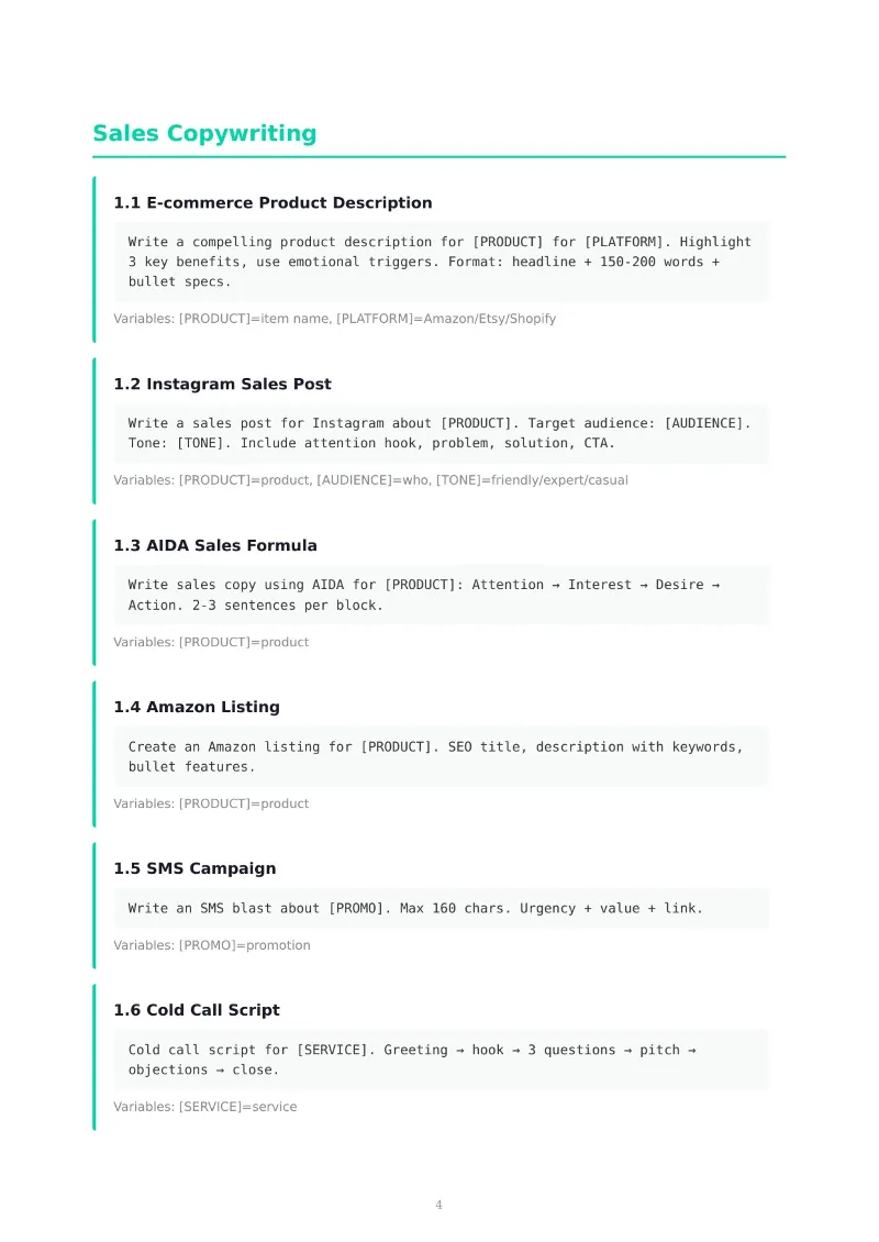 75+ ChatGPT Business Prompts (на англ.) | Маркетинг, продажи, контент | PDF