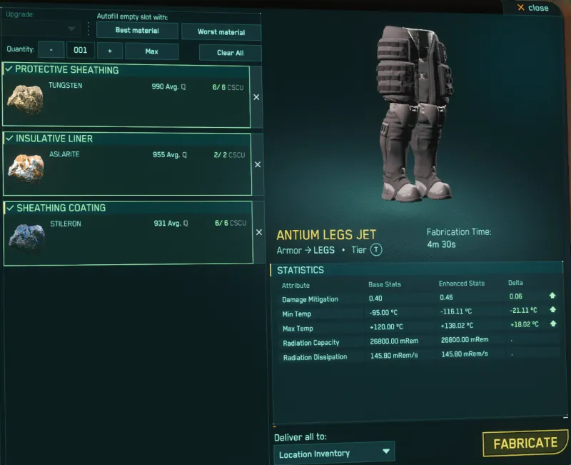 4.7-Crafted Antium Armor set, Q990+, highest quality Antium you can find in game