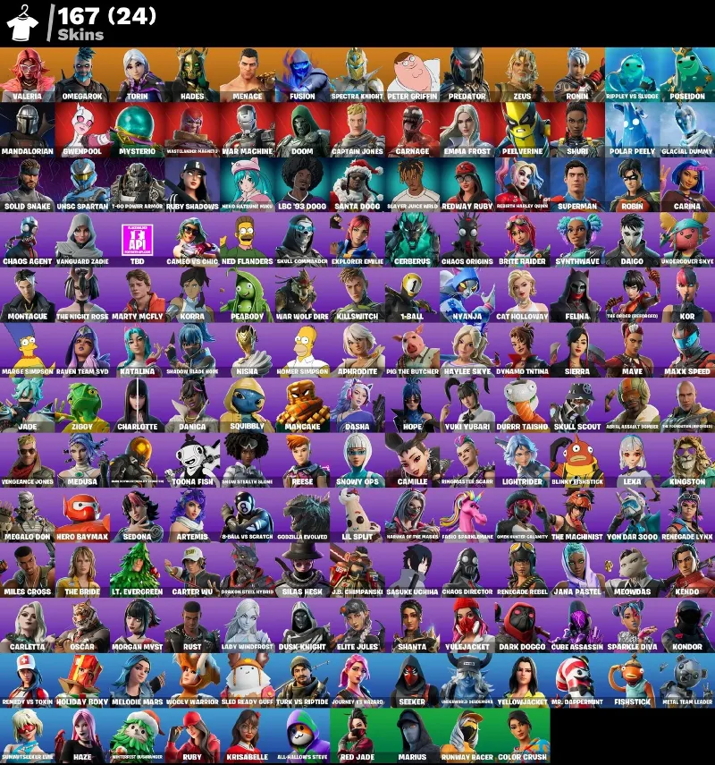 Мгновенный доступ • FN (все платформы) • 167 skins • Valeria• 2200 VB • Полный доступ