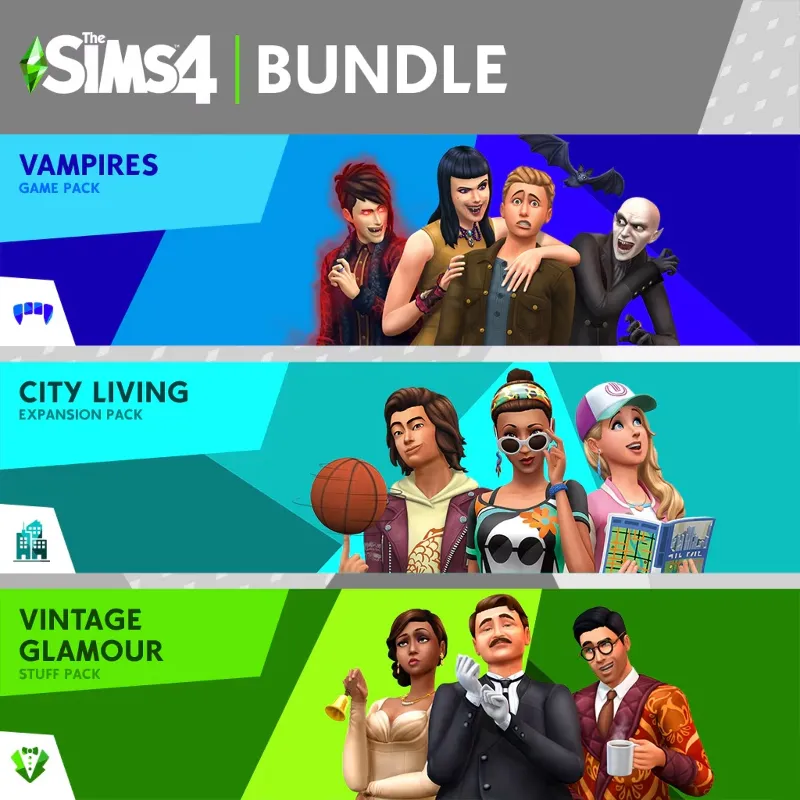The Sims 4 набор Жизнь в городе, Вампиры и Гламурный винтаж 3в1 XBOX КЛЮЧ