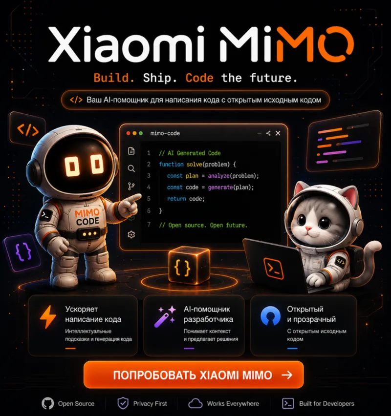 Xiaomi MiMo – AI Agent & MiMo Code 1 Месяц