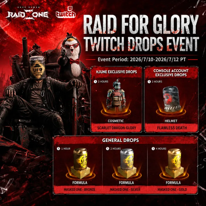 Once Human 5/5 Scarlet Dragon - Glory, Raid for Glory General, hJune, Console