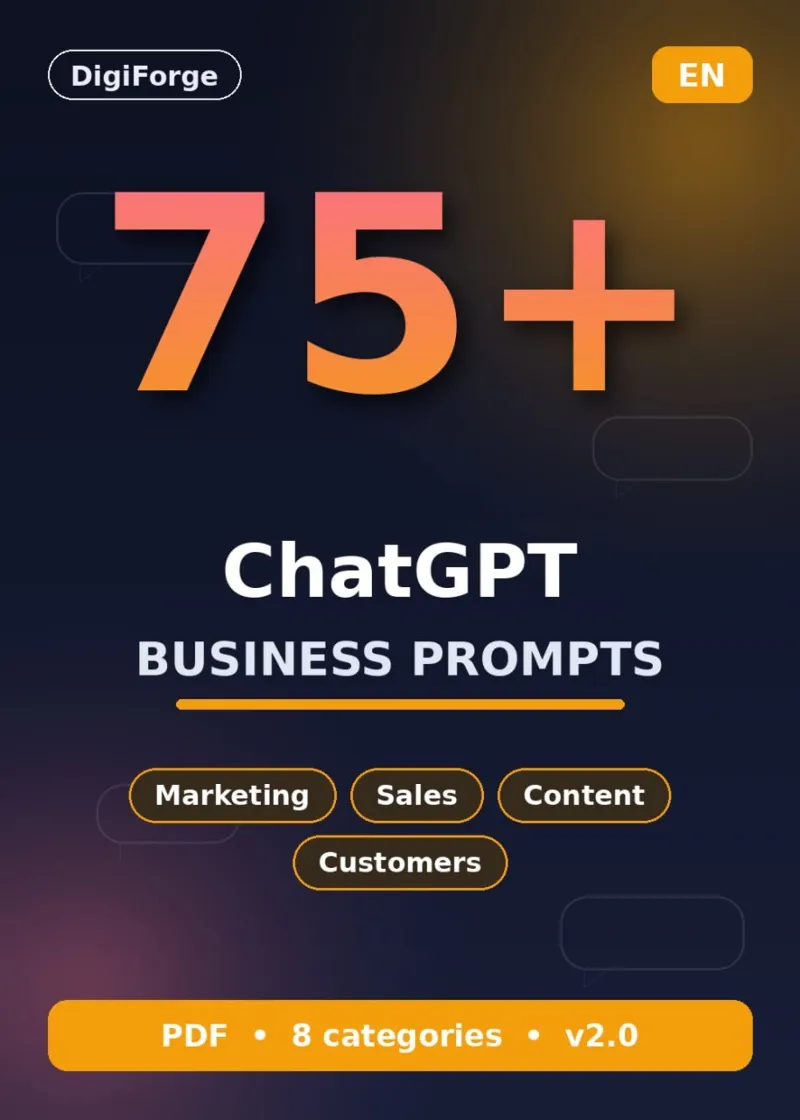 75+ ChatGPT Business Prompts (на англ.) | Маркетинг, продажи, контент | PDF