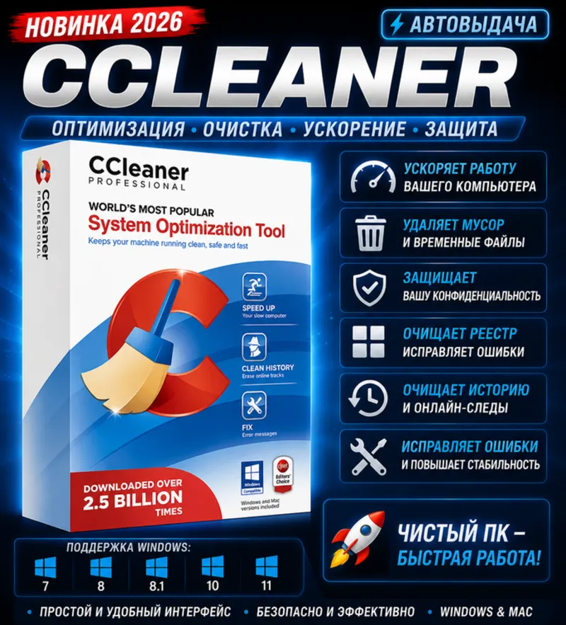 CCleaner Professional 2026 | Очистка и ускорение ПК | Автовыдача
