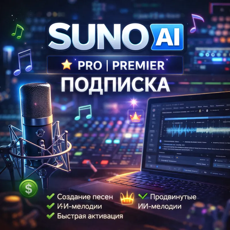SUNO AI PRO | PREMIER — ПОДПИСКА НА ВАШ АККАУНТ