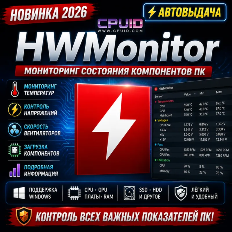 HWMonitor 2026 | Мониторинг ПК | Автовыдача