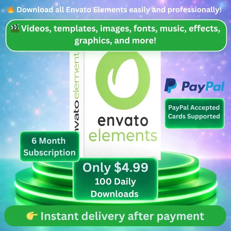 Envato Elements 6 месяцев - Панель загрузок - 100 загрузок в день АВТО