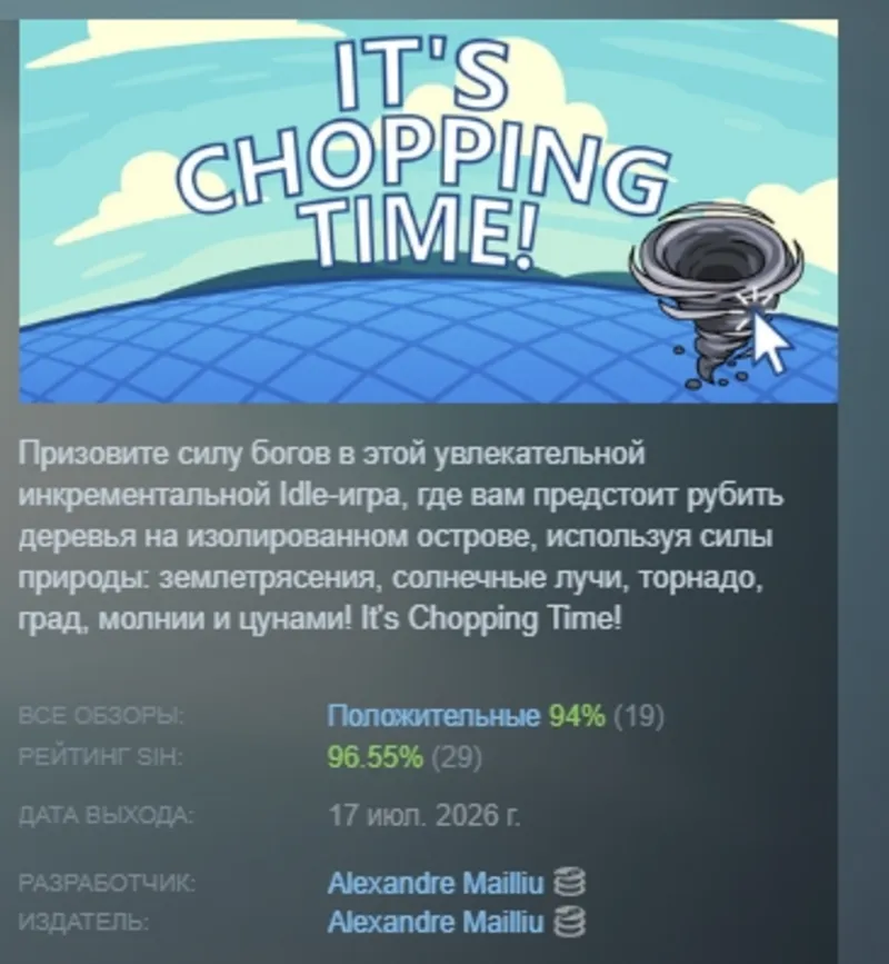 It's Chopping Time! АВТОДОСТАВКА STEAM GLOBAL МГНОВЕННО ЛИЦЕНЗИЯ