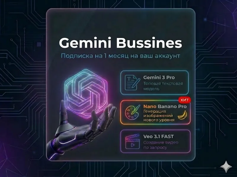 Подписка Gemini Bussines на ваш аккаунт