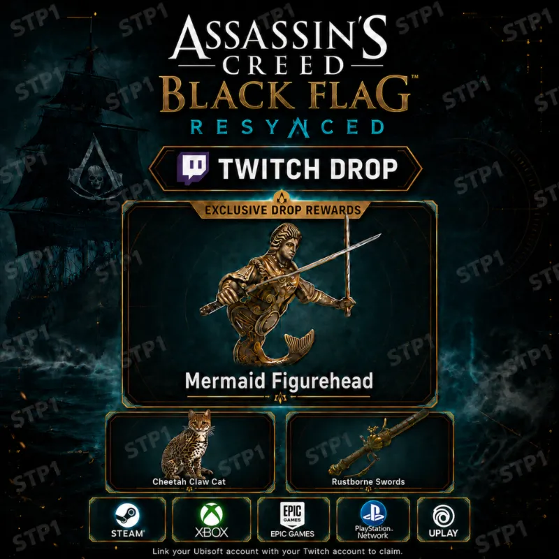Assassin's Creed Black Flag Resynced 3/3 Кот, Rustborne Swords, Merma Twitch Drop