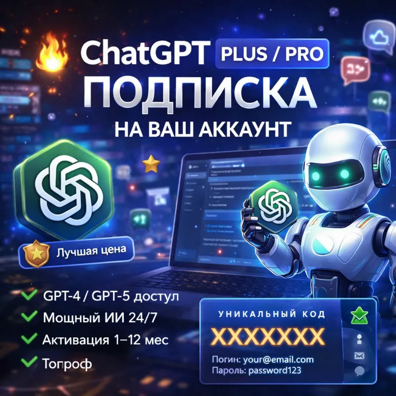 ChatGPT Plus / Pro — Подписка на ваш аккаунт | Быстро | Гарантия