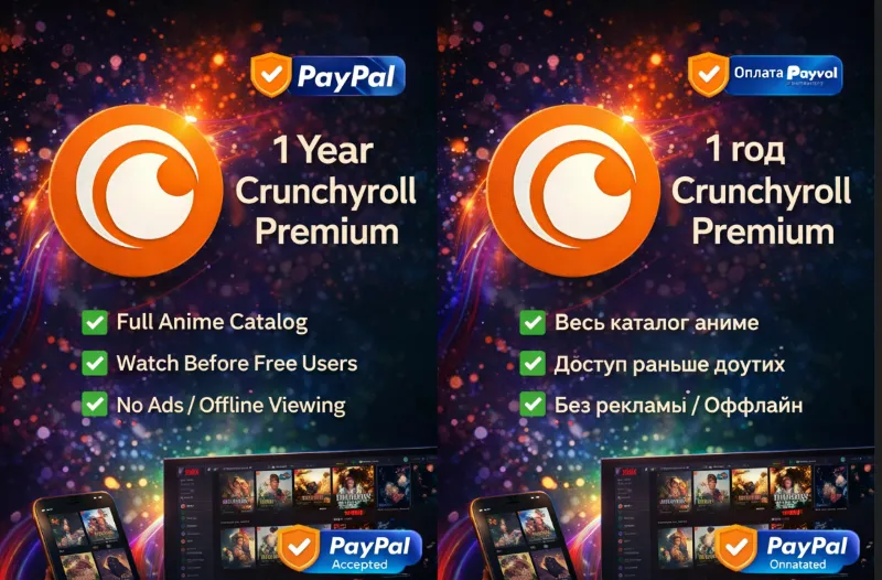 Crunchyroll Premium 12 месяцев | Личный аккаунт | Полный доступ | Оплата PayPal