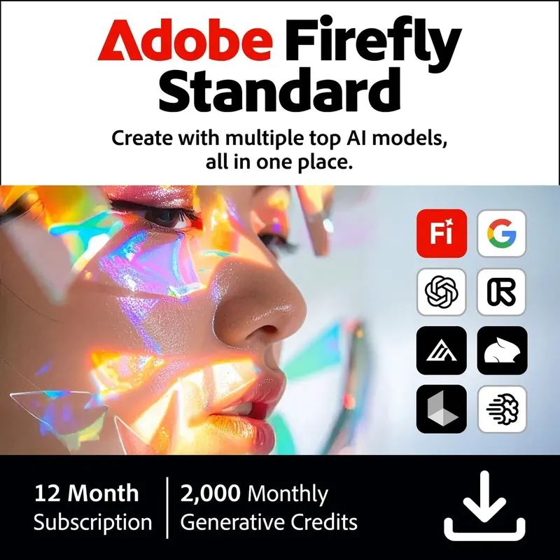 Adobe Firefly Standard | Генерация изображений и видео с помощью ИИ | 2 000 генератив