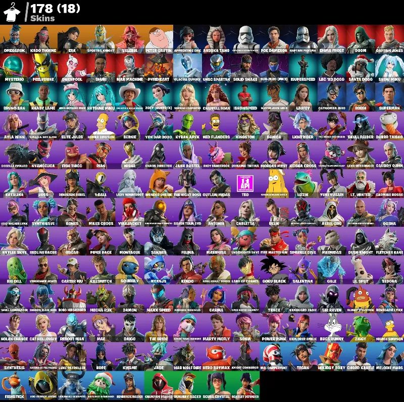 Мгновенный доступ • FN (все платформы) • 178 skins • 1450 VB • Полный доступ