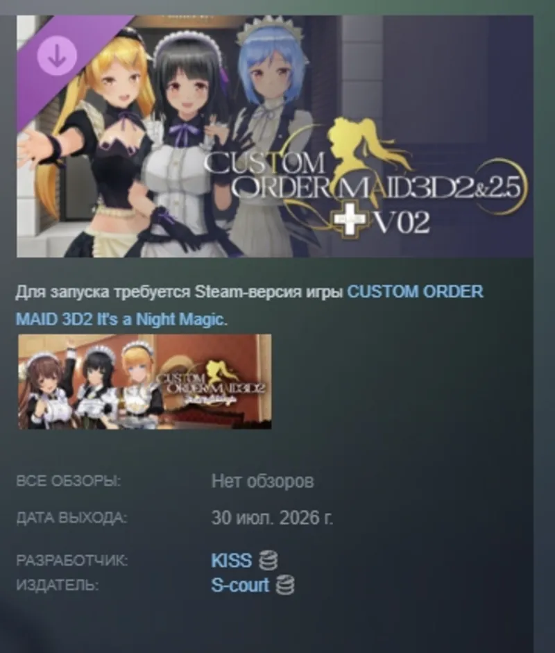 CUSTOM ORDER MAID 3D2&2.5 + V02 DLC АВТОДОСТАВКА STEAM РОССИЯ