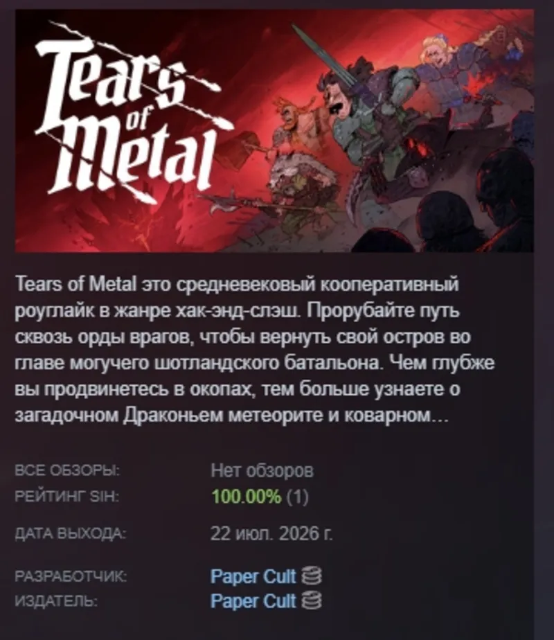 Tears of Metal АВТОДОСТАВКА STEAM GLOBAL МГНОВЕННО ЛИЦЕНЗИЯ