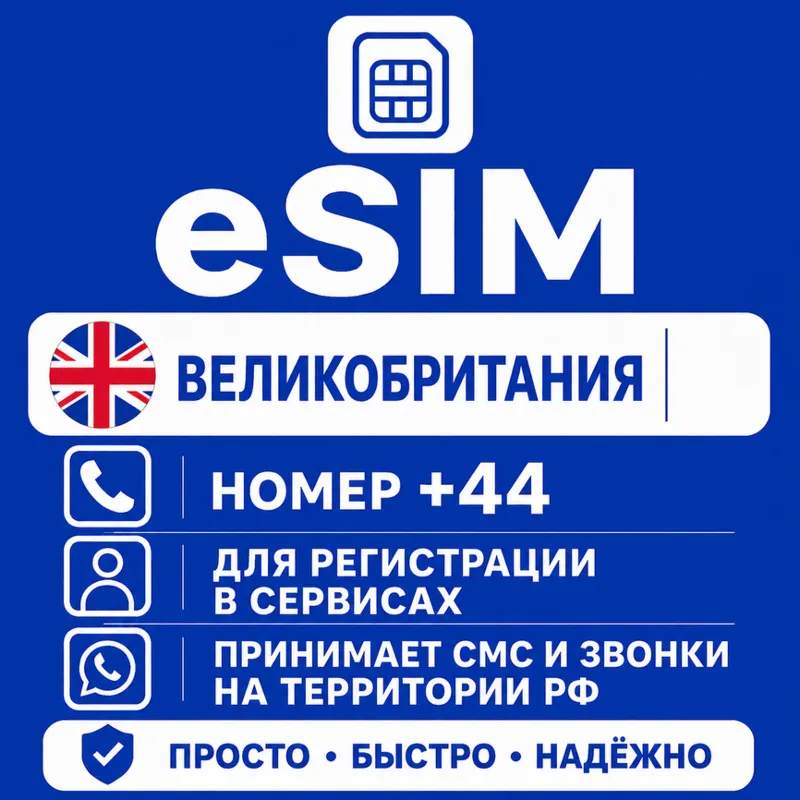 eSIM Великобритании Номер телефона (+44)