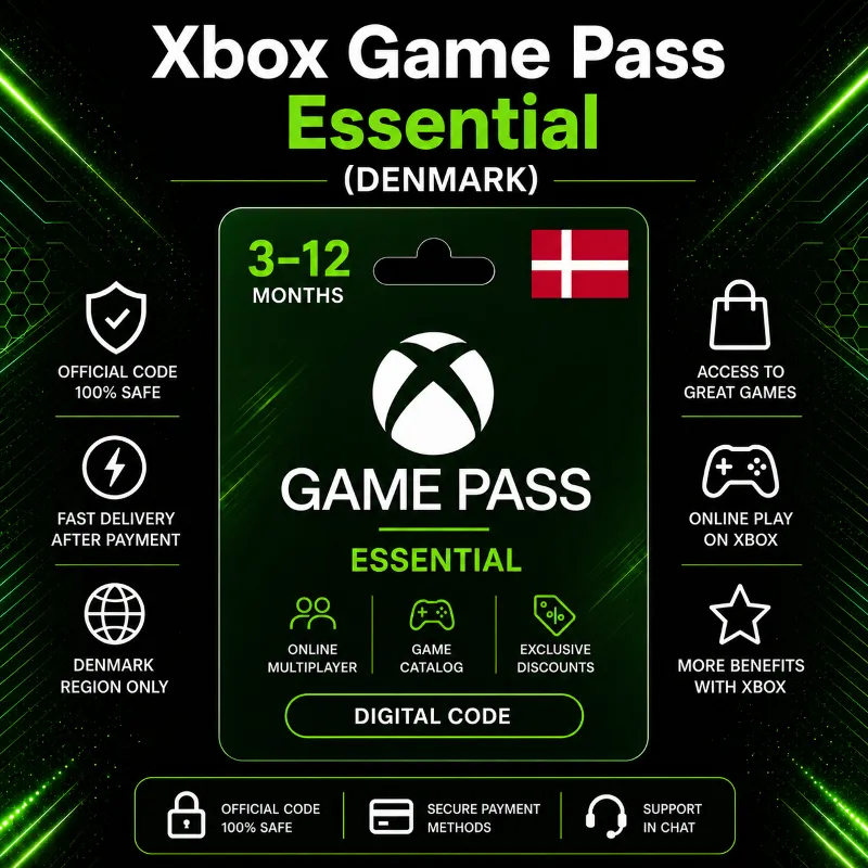 Xbox Game Pass Essential (Дания) 3–12 месяцев | Код активации Xbox