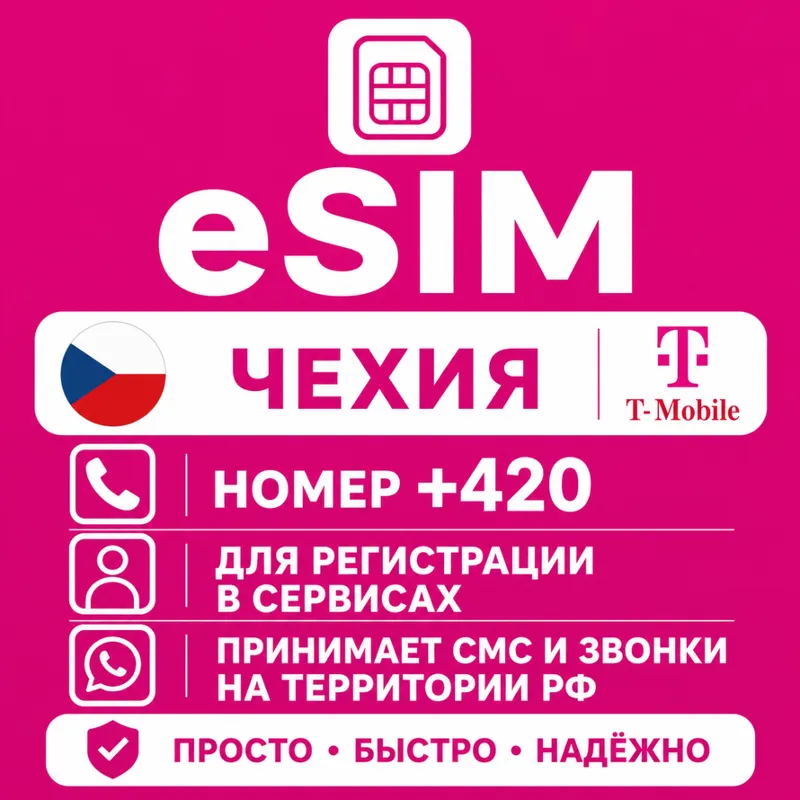 eSIM Чехии Номер телефона (+420)