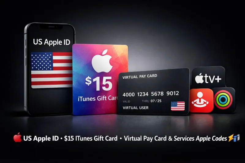 US Apple ID | iTunes Gift Card $15 | Виртуальная Pay Card & Services Apple Codes