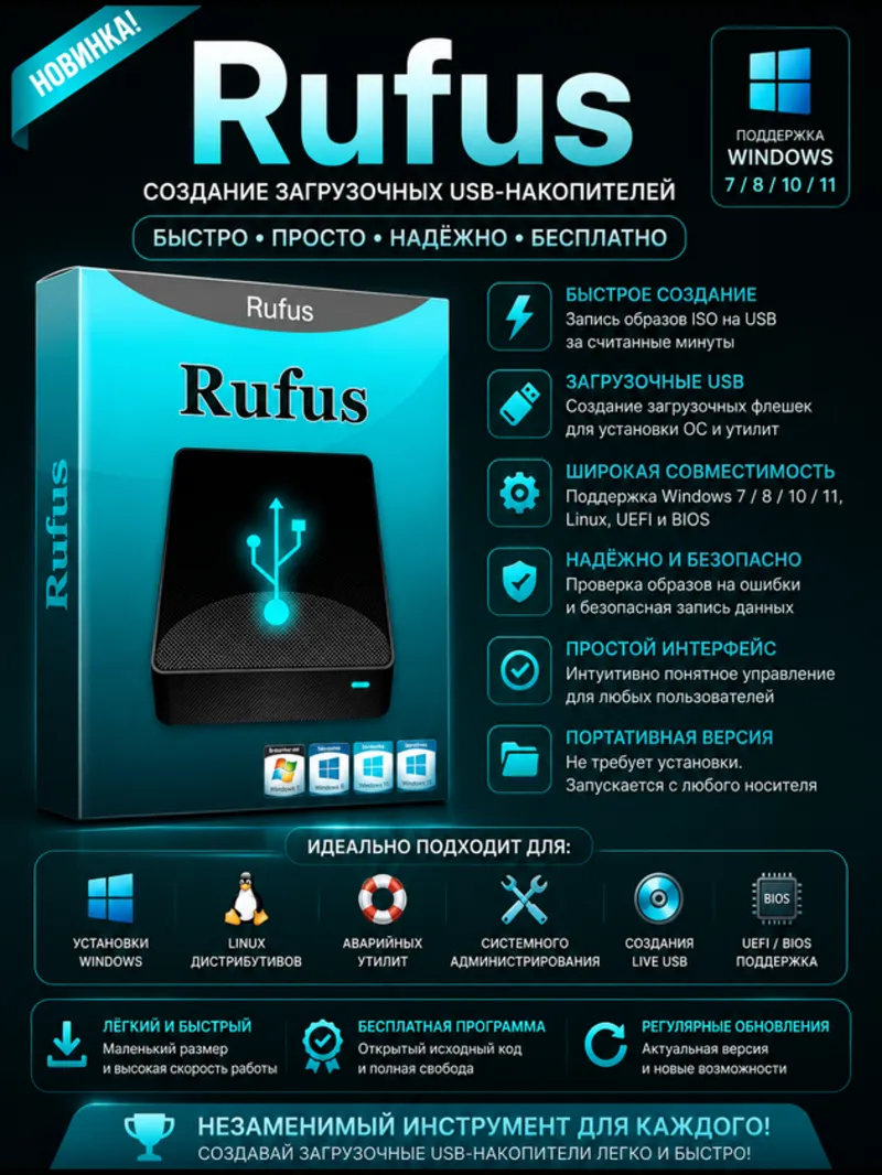 Rufus | Новинка | Создание загрузочных USB-флешек
