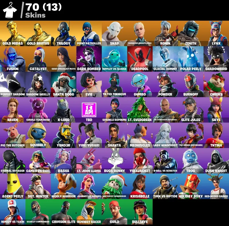 Мгновенный доступ • FN (все платформы) • 70 skins•Gold Midas• 750 VB • Полный доступ