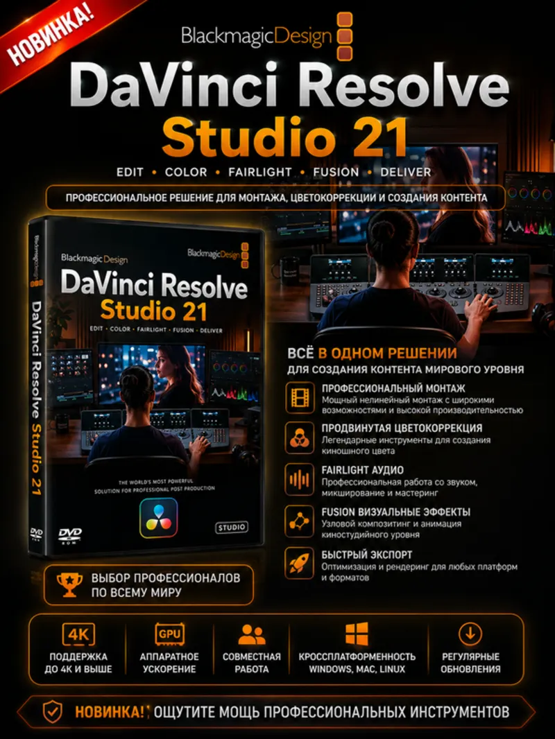 DaVinci Resolve Studio обработка видео и звука 21.0