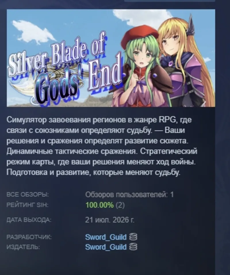 Silver Blade of Gods' End 神殺しの蒼銀 АВТОДОСТАВКА STEAM GLOBAL МГНОВЕННО ЛИЦЕНЗИЯ