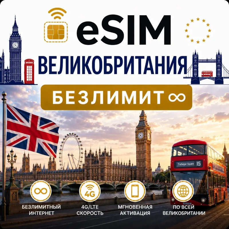 eSim Великобритания Сим-карта с БЕЗЛИМИТОМ