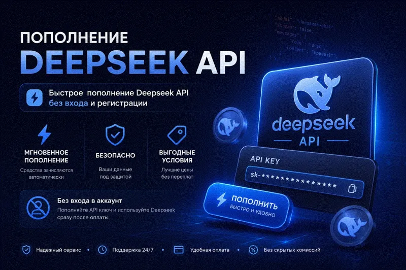 DeepSeek API | Пополнение баланса | Без входа | Моментально