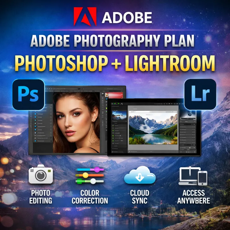 ADOBE PHOTOGRAPHY PLAN PHOTOSHOP + LIGHTROOM 1/3 МЕСЯЦЕВ