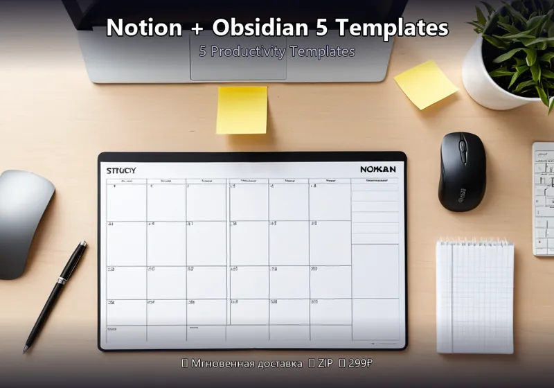 Notion + Obsidian 5 Templates — Шаблоны для продуктивности