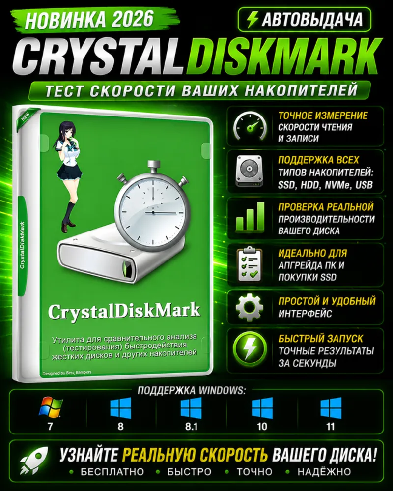 CrystalDiskMark 2026 | Тест скорости SSD и HDD | Автовыдача