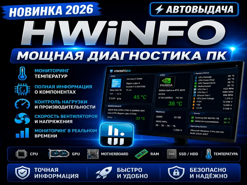 HWiNFO 2026 | Диагностика ПК | Автовыдача