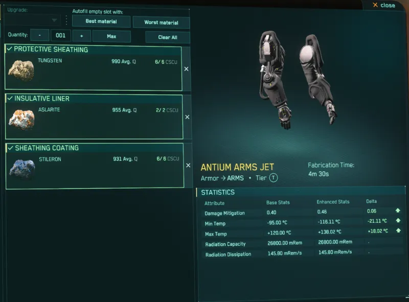 4.7-Crafted Antium Armor set, Q990+, highest quality Antium you can find in game