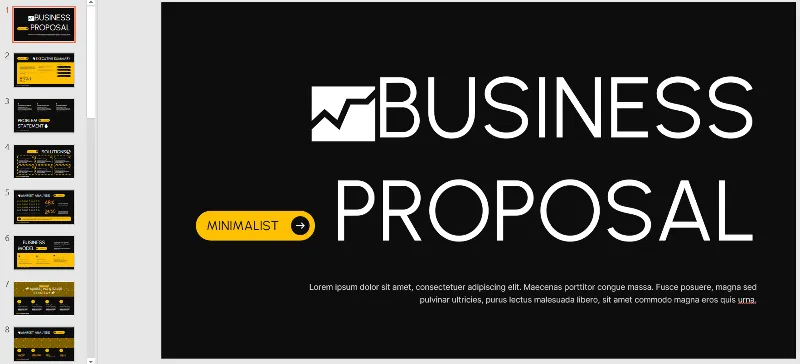 Премиальный PowerPoint-шаблон «Business Proposal» | Чёрный + Жёлтый | 22+ слайда