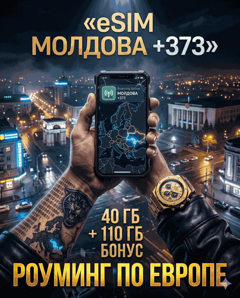 Молдавская eSIM для России (eSIM Молдовы). Полноценный номер +373. Смс, звонки