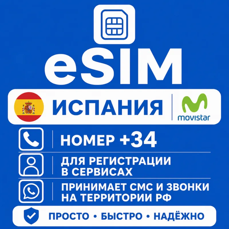 eSIM Испании Номер телефона (+34)